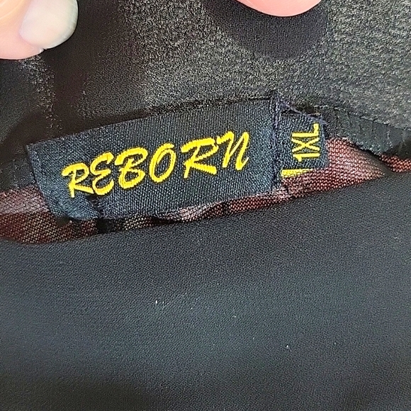 REBORN Boat Neck Cold Shoulder Southwest Sheer Tunic Blouse Size 1XL - Picture 3 of 8